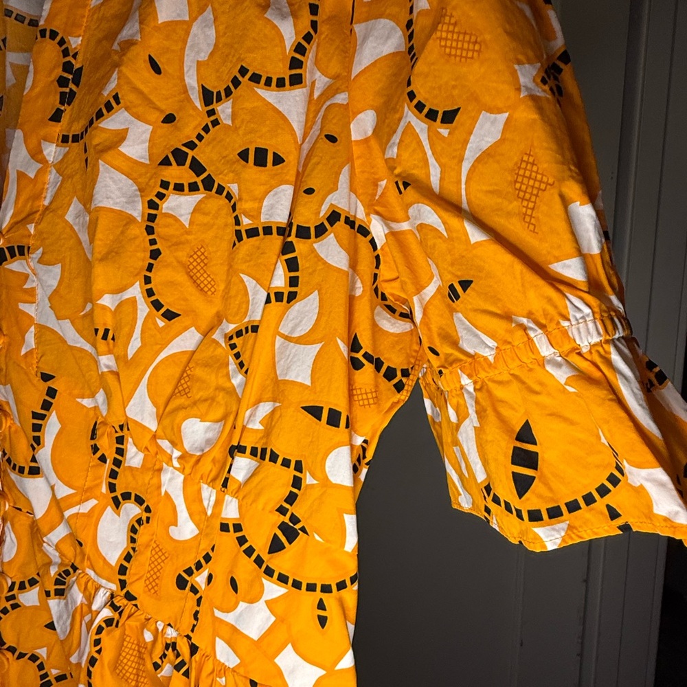 DVF Diane Von Furstenberg Leylani Dress Marigold and White Midi Dress - Picture 4 of 9